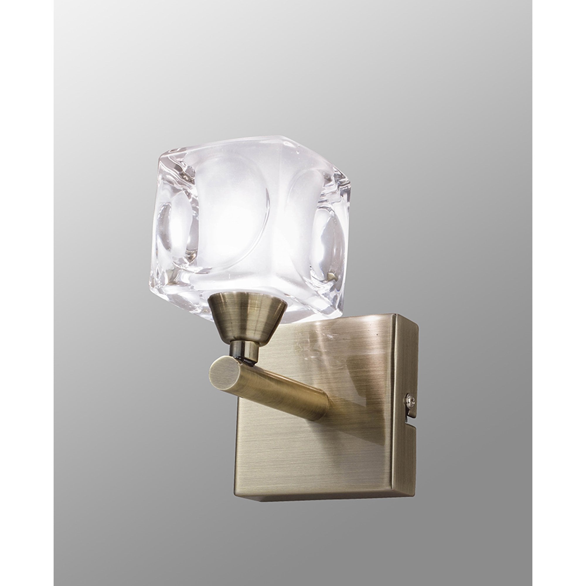 M2363AB/FR Cuadrax Wall 1 Light G9 Antique Brass/Frosted Glass (0992)