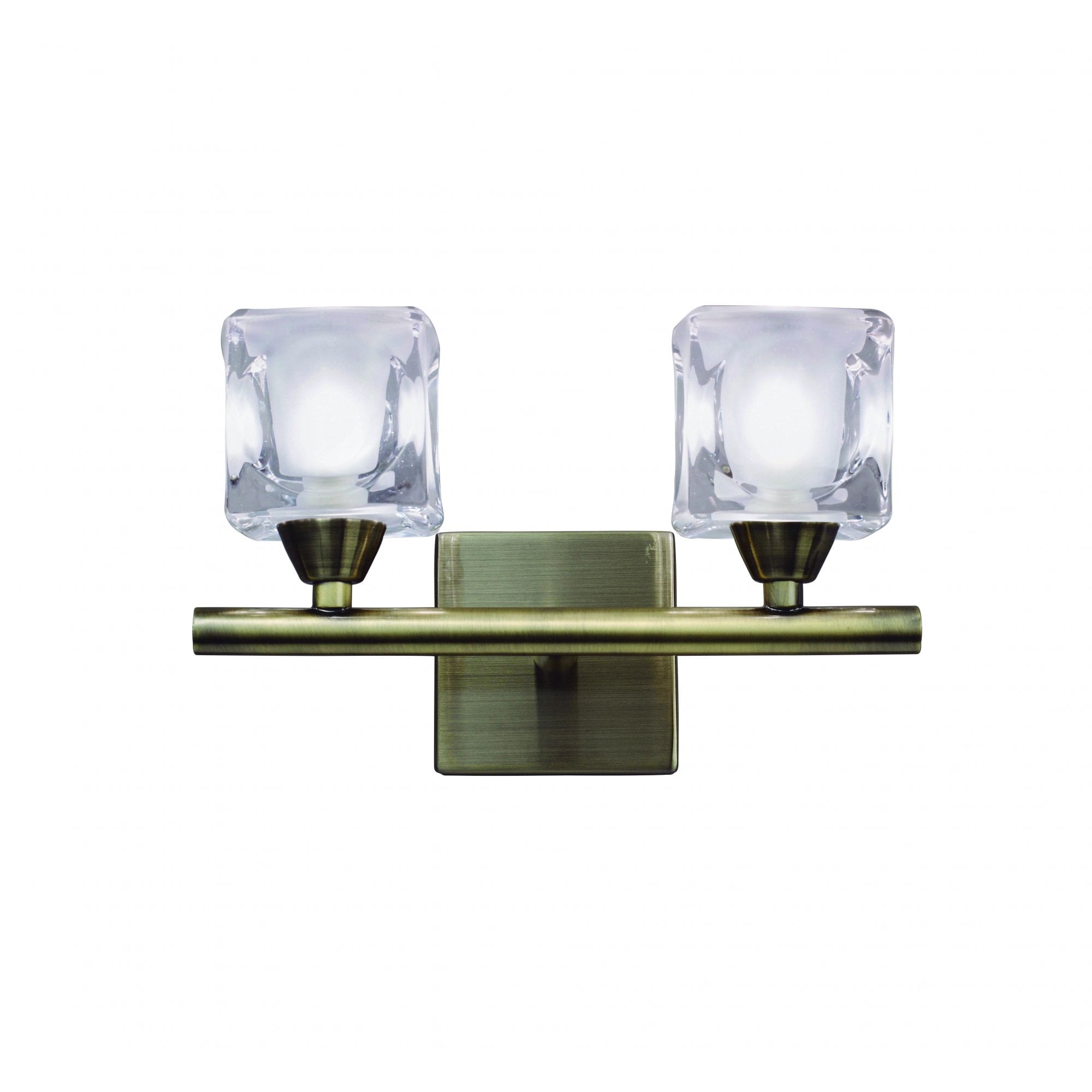 M2364AB/FR Cuadrax Wall 2 Light G9 Antique Brass/Frosted Glass (0993)