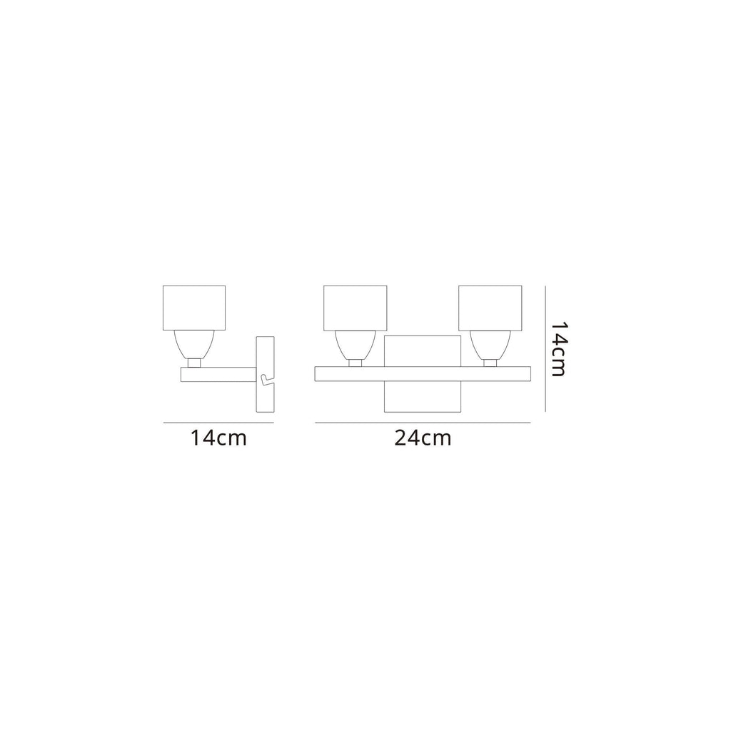 M2364AB/FR Cuadrax Wall 2 Light G9 Antique Brass/Frosted Glass (0993)