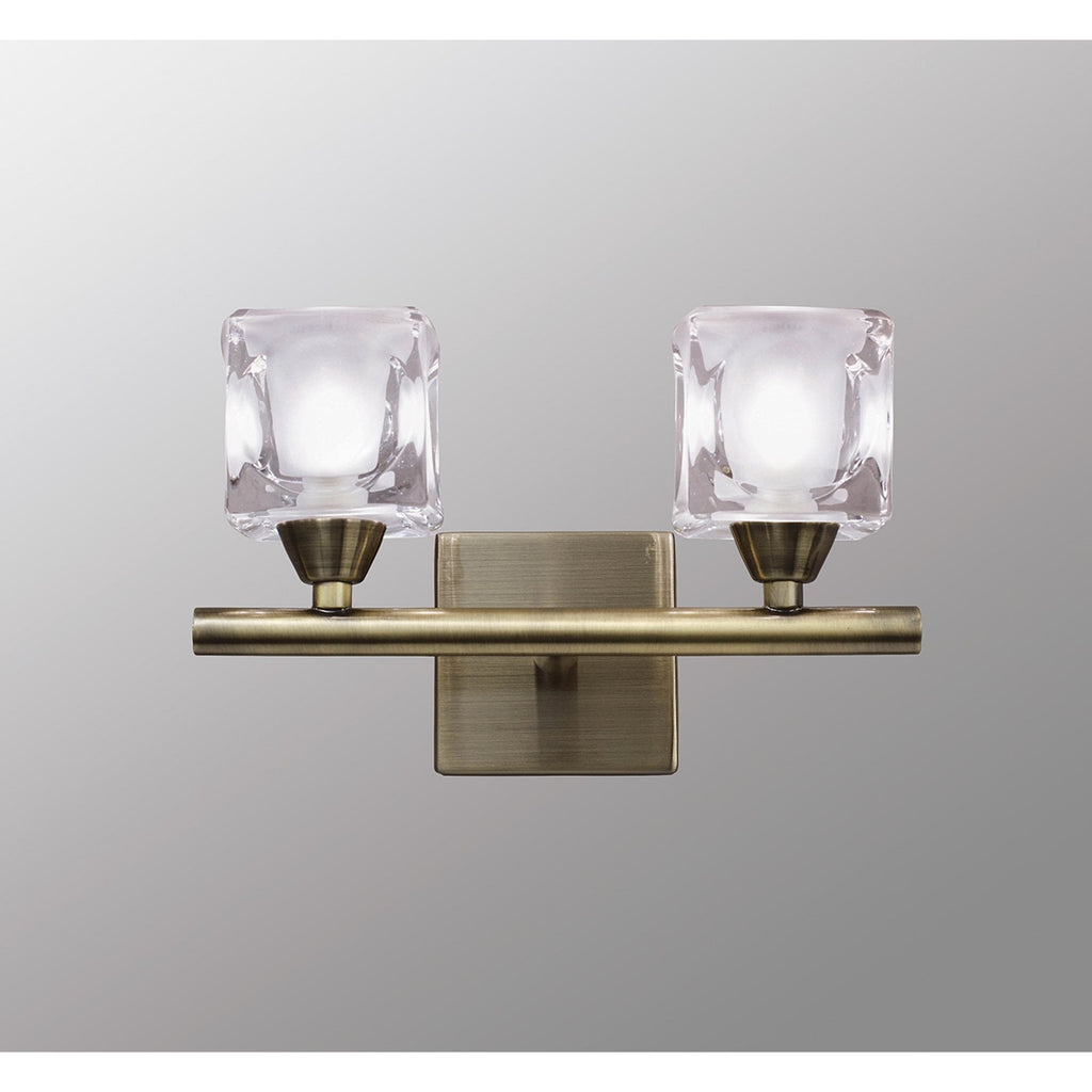 M2364AB/FR Cuadrax Wall 2 Light G9 Antique Brass/Frosted Glass (0993)