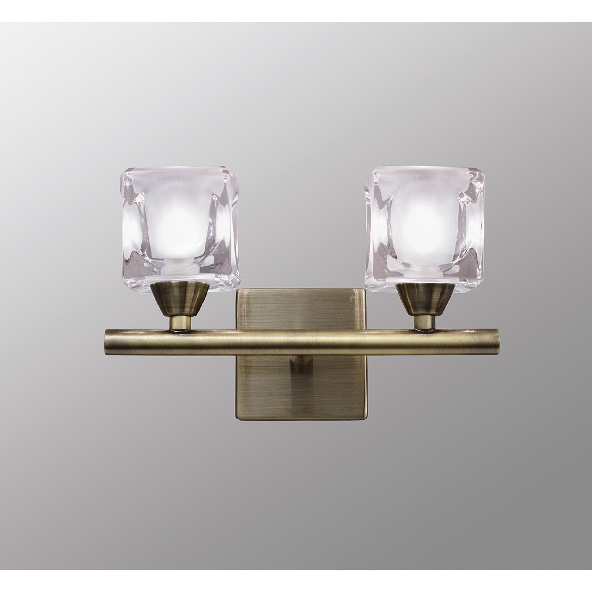 M2364AB/FR Cuadrax Wall 2 Light G9 Antique Brass/Frosted Glass (0993)