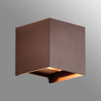 M8602 Davos Outdoor Square LED Wall Lamp Dimmable Rust Brown
