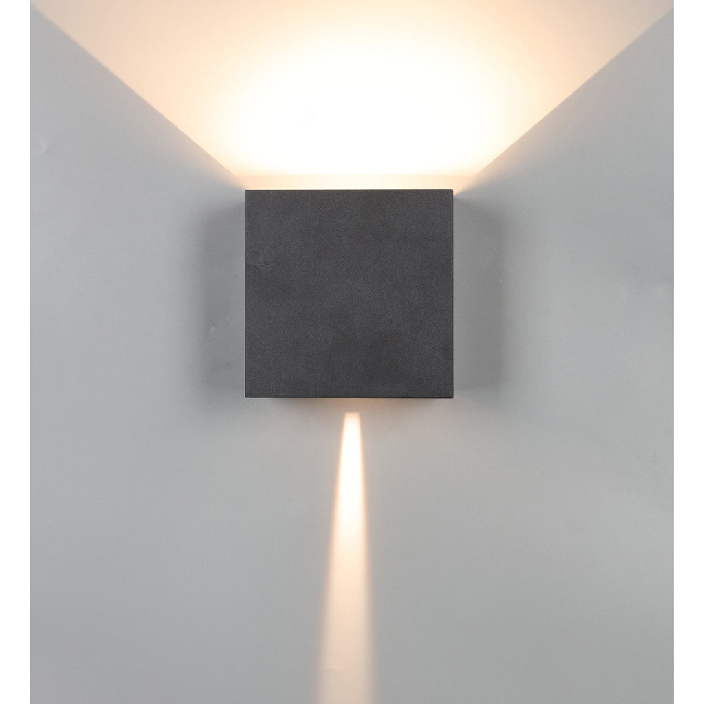 M8611 Davos Outdoor XL Square LED Wall Lamp Dimmable Sand Black