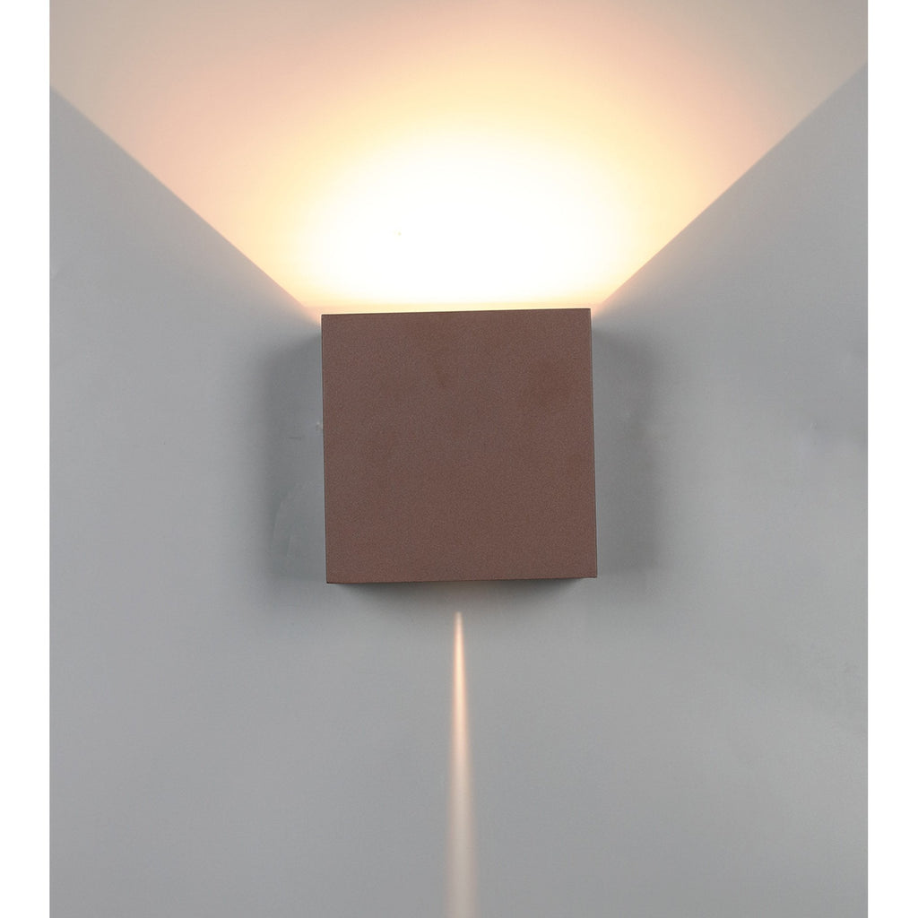 M8612 Davos Outdoor XL Square LED Wall Lamp Dimmable Rust Brown