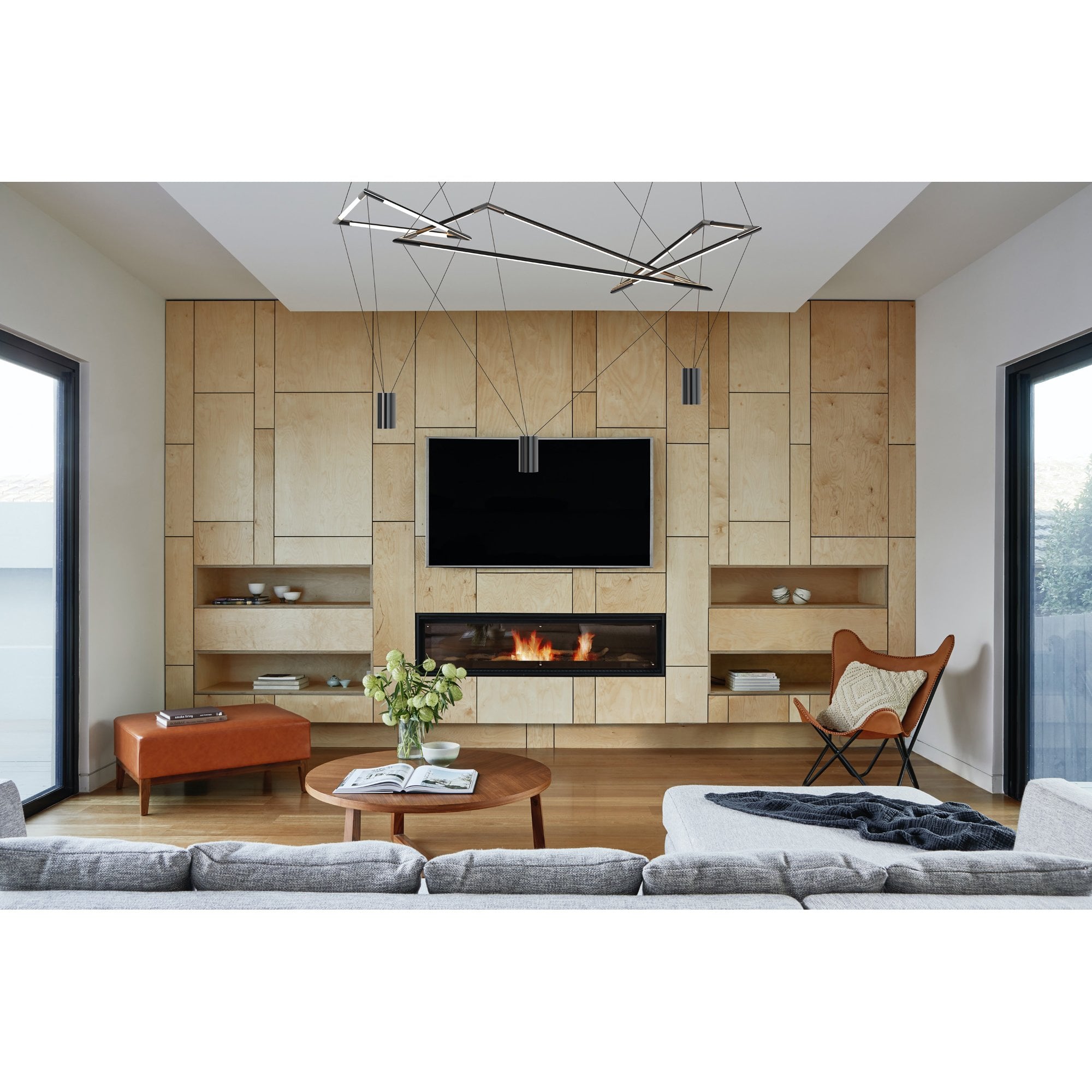 M8531 Electra Large LED Pendant Black / Black Chrome / White Acrylic
