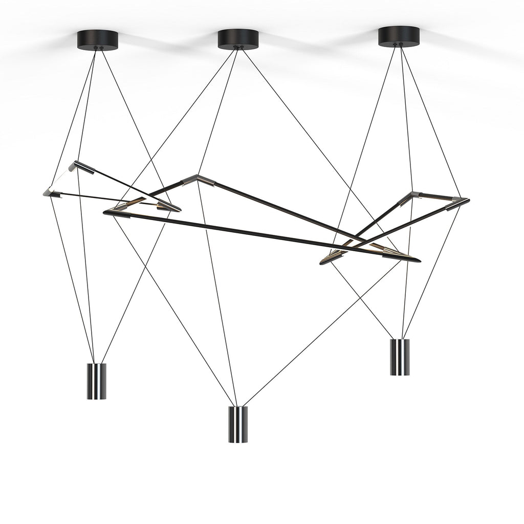 M8531 Electra Large LED Pendant Black / Black Chrome / White Acrylic