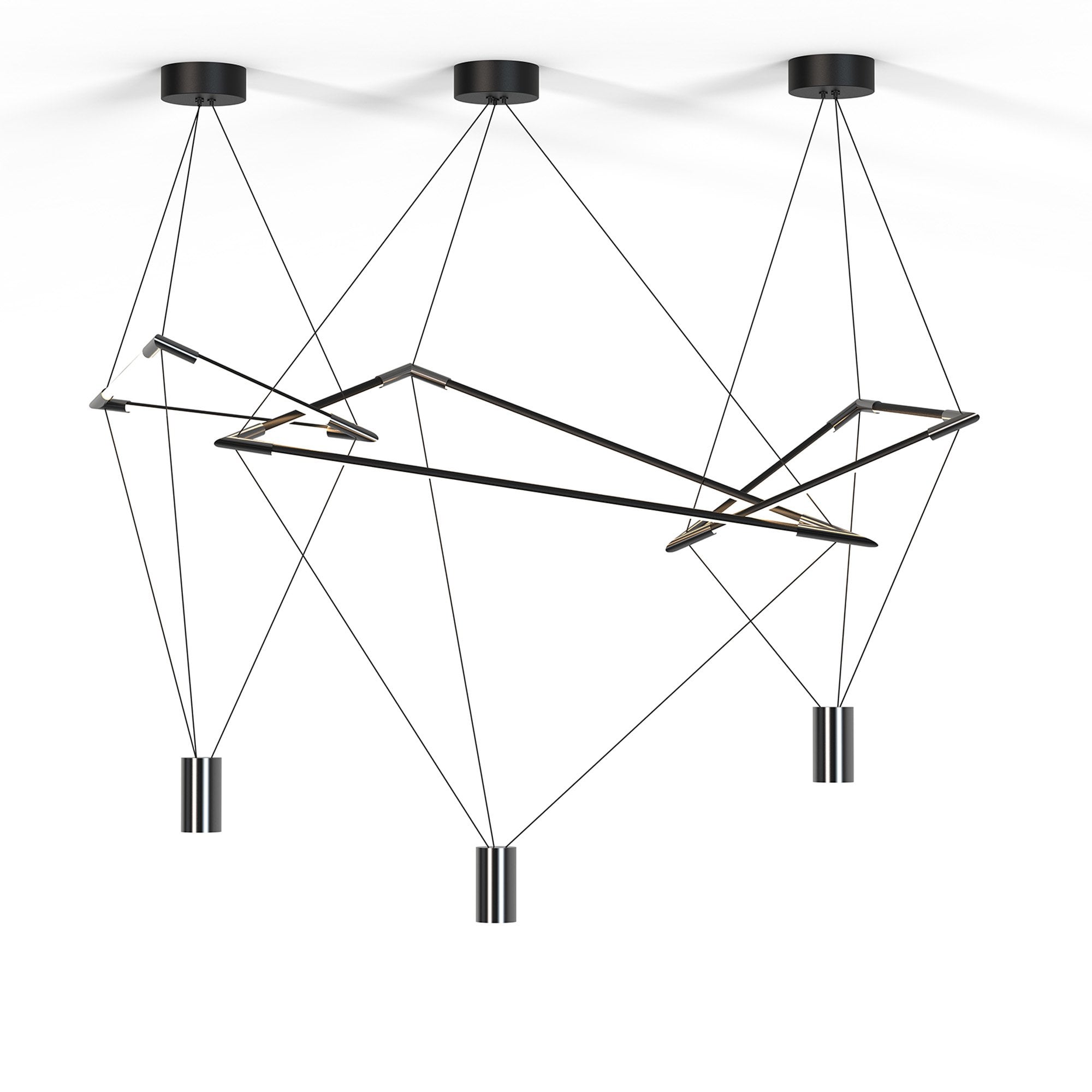 M8531 Electra Large LED Pendant Black / Black Chrome / White Acrylic