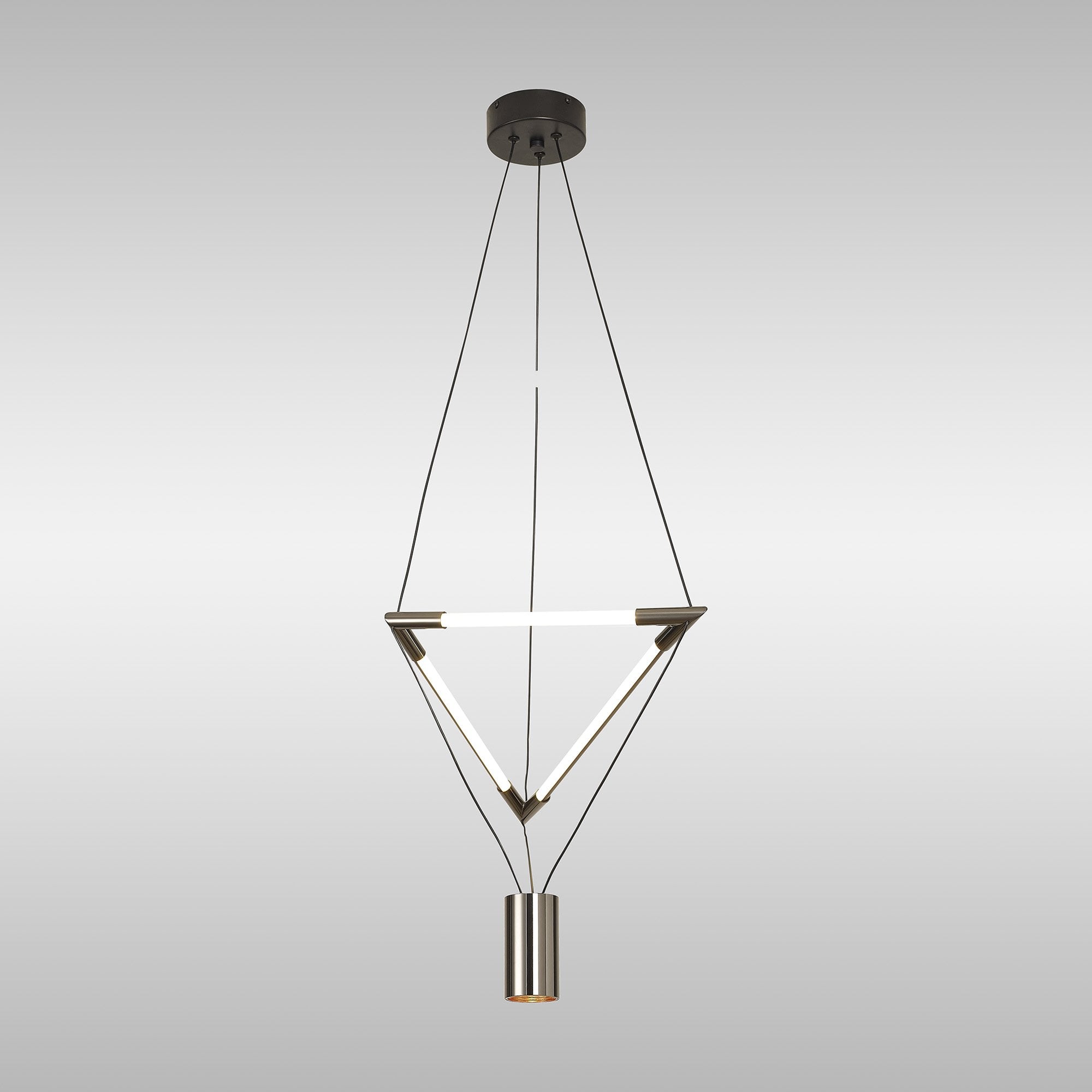 M8533 Electra Small LED Pendant Black / Black Chrome / White Acrylic