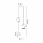 M8258 Elsa 3 Light Pendant With Mixed Shades Clear/Chrome/Bronze Glass With Frosted Inner Cone