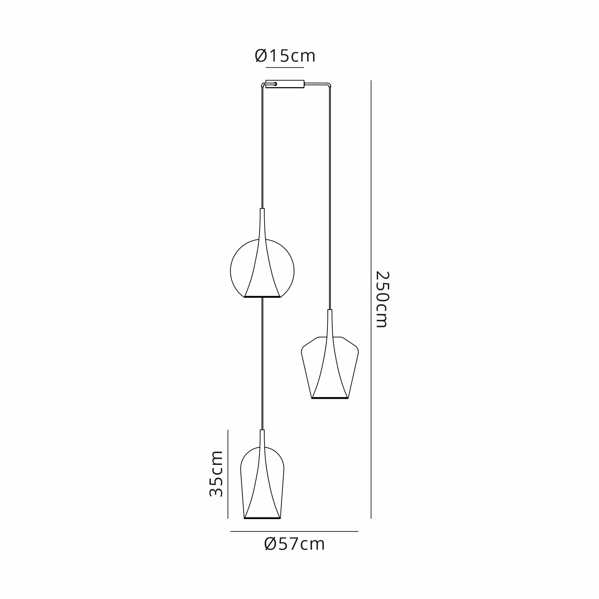 M8258 Elsa 3 Light Pendant With Mixed Shades Clear/Chrome/Bronze Glass With Frosted Inner Cone