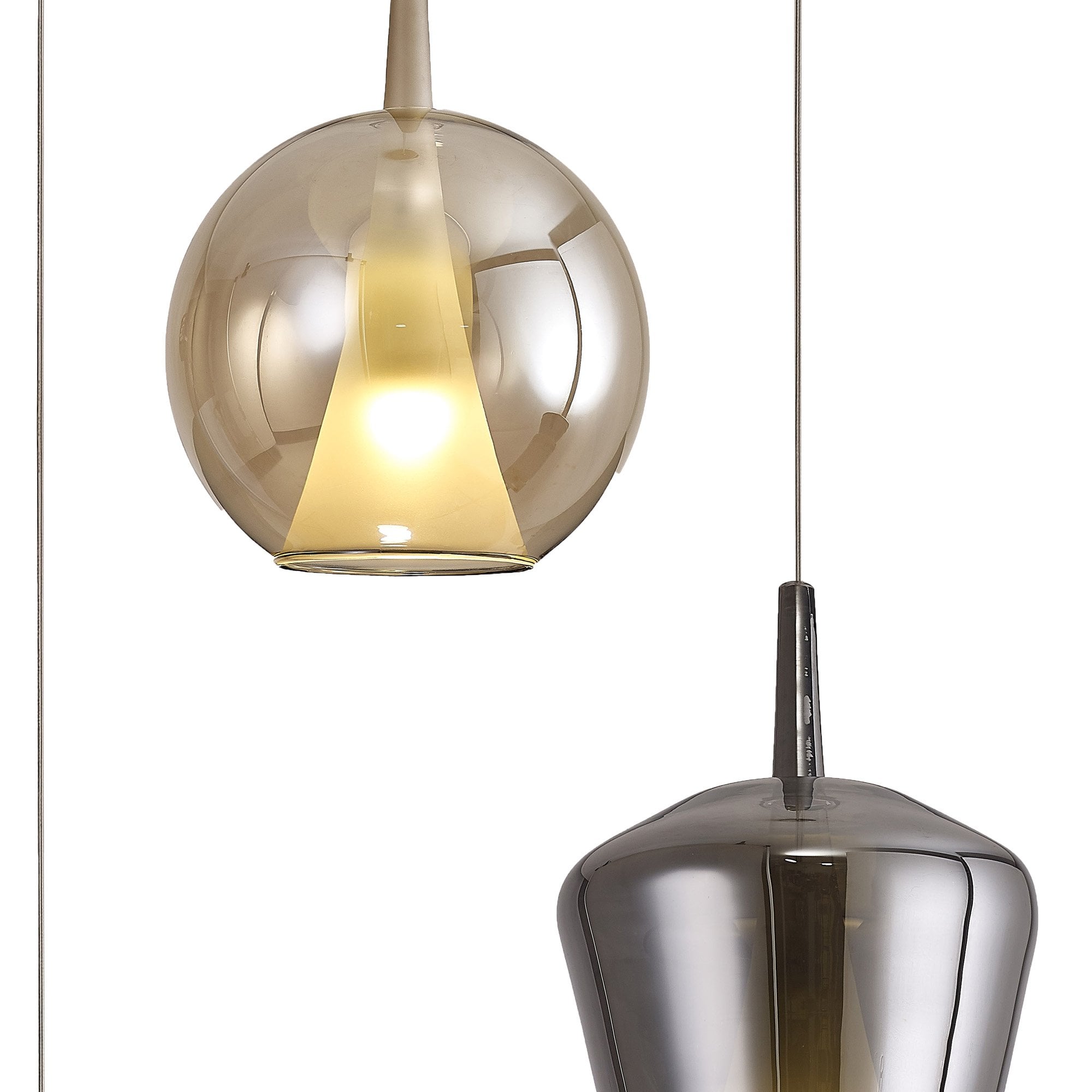 M8258 Elsa 3 Light Pendant With Mixed Shades Clear/Chrome/Bronze Glass With Frosted Inner Cone