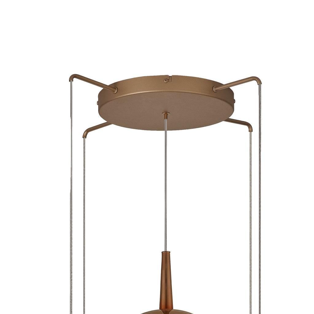 M8259 Elsa 5 Light Pendant With Mixed Shades Clear/Chrome/Bronze/Copper Glass With Frosted Inner Cone