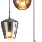 M8259 Elsa 5 Light Pendant With Mixed Shades Clear/Chrome/Bronze/Copper Glass With Frosted Inner Cone