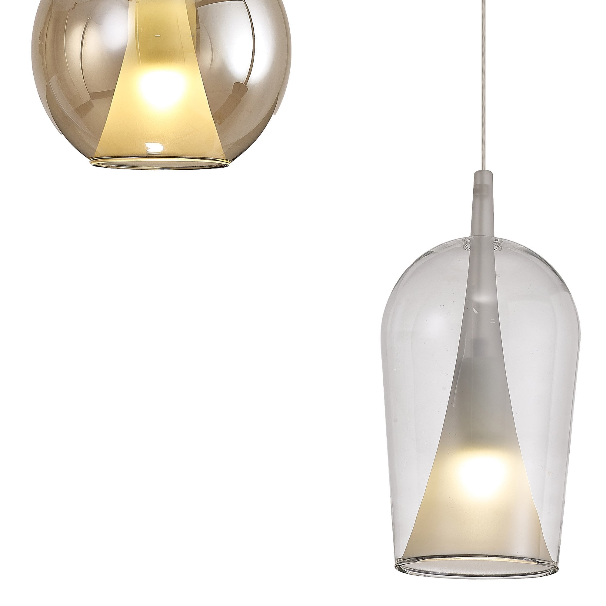 M8259 Elsa 5 Light Pendant With Mixed Shades Clear/Chrome/Bronze/Copper Glass With Frosted Inner Cone