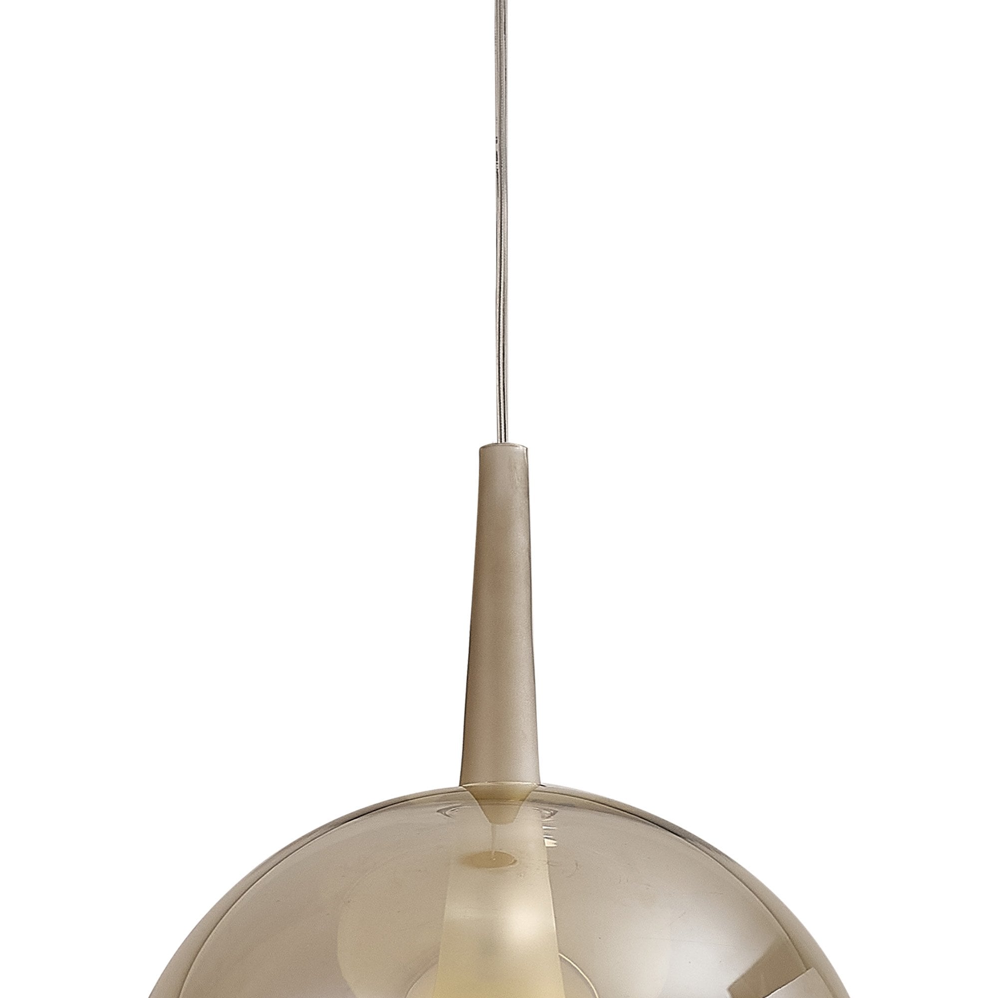 M8255 Elsa 1 Light Pendant With Round Shade Bronze Glass With Frosted Inner Cone