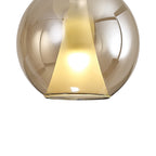 M8255 Elsa 1 Light Pendant With Round Shade Bronze Glass With Frosted Inner Cone