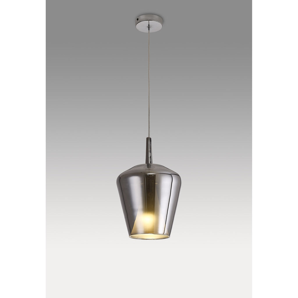 M8256 Elsa 1 Light Pendant With Inverted Bell Shade Chrome Glass With Frosted Inner Cone