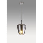 M8256 Elsa 1 Light Pendant With Inverted Bell Shade Chrome Glass With Frosted Inner Cone
