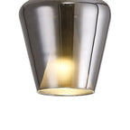 M8256 Elsa 1 Light Pendant With Inverted Bell Shade Chrome Glass With Frosted Inner Cone