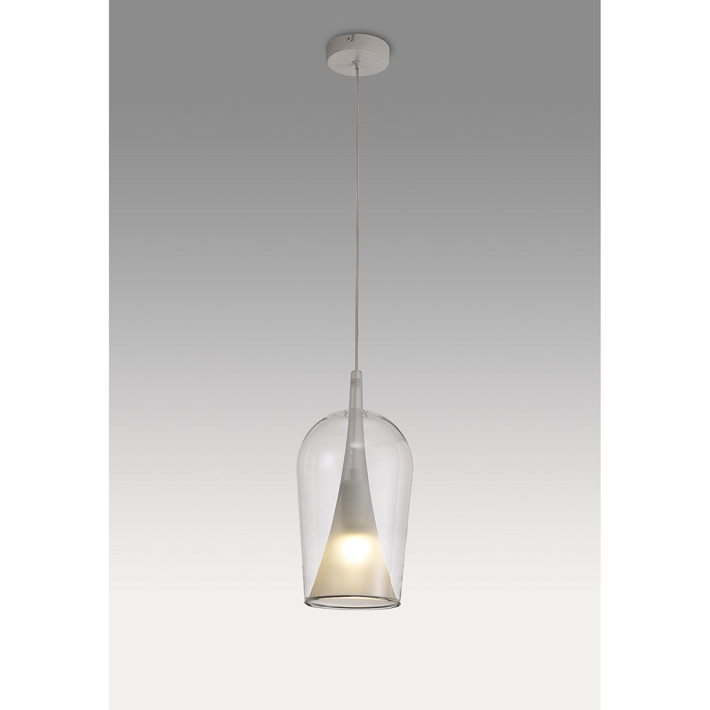 M8257 Elsa 1 Light Pendant With Champagne Glass Shade Clear Glass With Frosted Inner Cone
