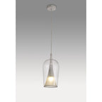 M8257 Elsa 1 Light Pendant With Champagne Glass Shade Clear Glass With Frosted Inner Cone