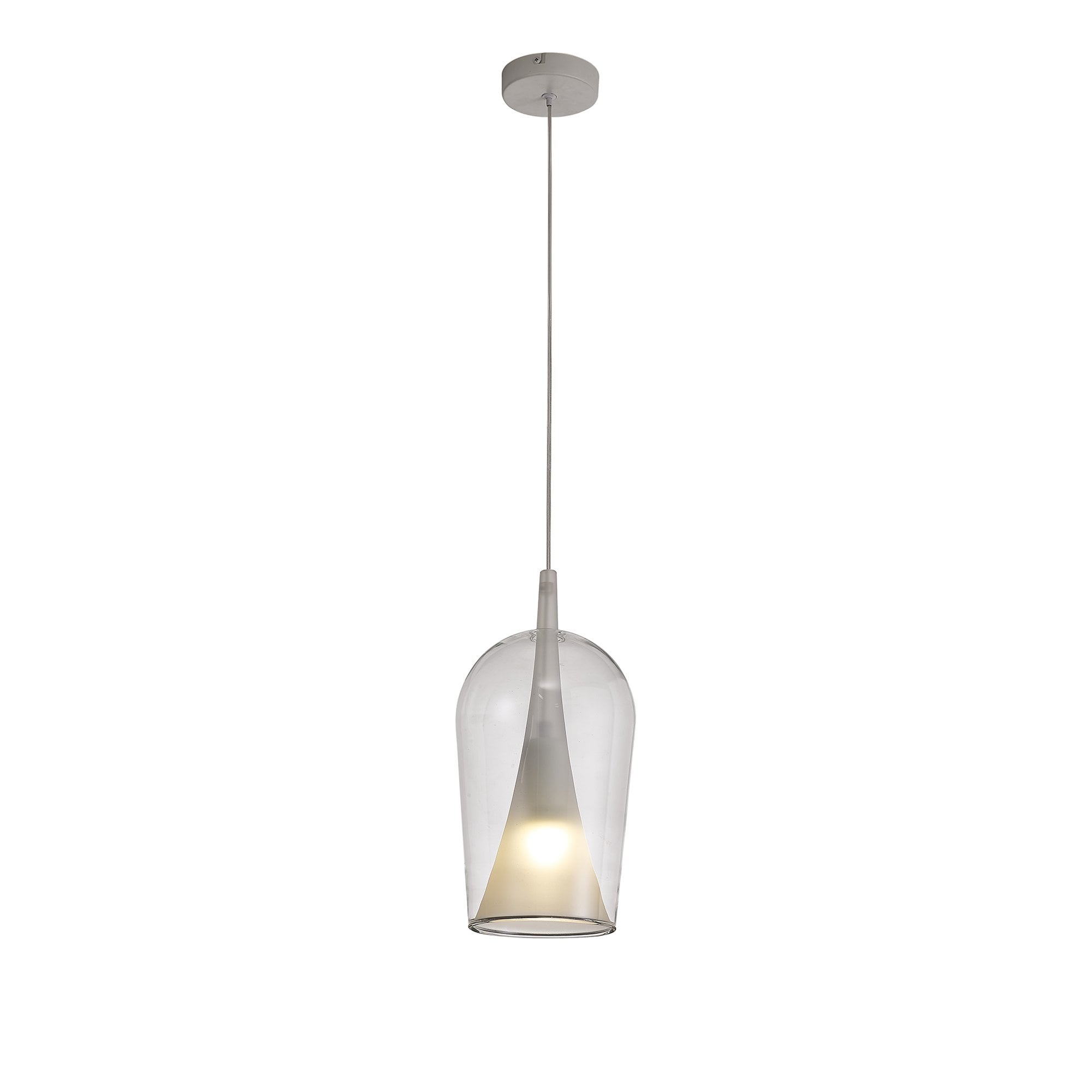 M8257 Elsa 1 Light Pendant With Champagne Glass Shade Clear Glass With Frosted Inner Cone