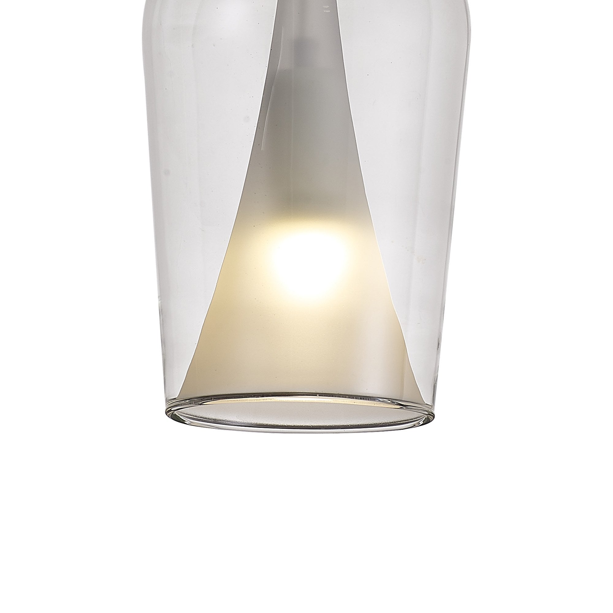 M8257 Elsa 1 Light Pendant With Champagne Glass Shade Clear Glass With Frosted Inner Cone