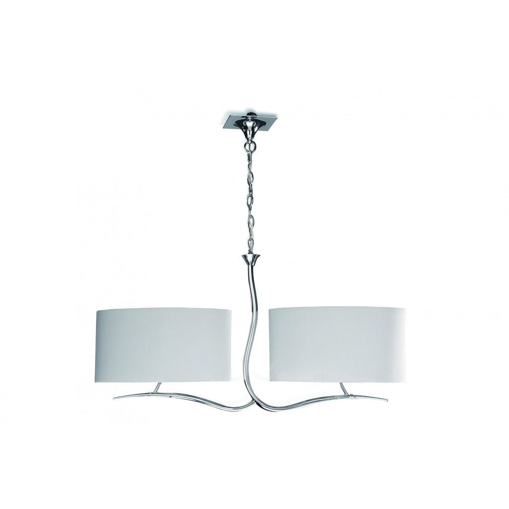 M1130/SP Eve Linear Pendant 2 Arm 4 Light Polished Chrome With Spanish Corrugated White Oval Shades