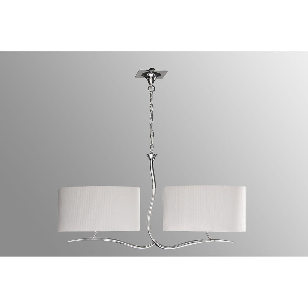 M1130/SP Eve Linear Pendant 2 Arm 4 Light Polished Chrome With Spanish Corrugated White Oval Shades