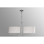 M1130/SP Eve Linear Pendant 2 Arm 4 Light Polished Chrome With Spanish Corrugated White Oval Shades