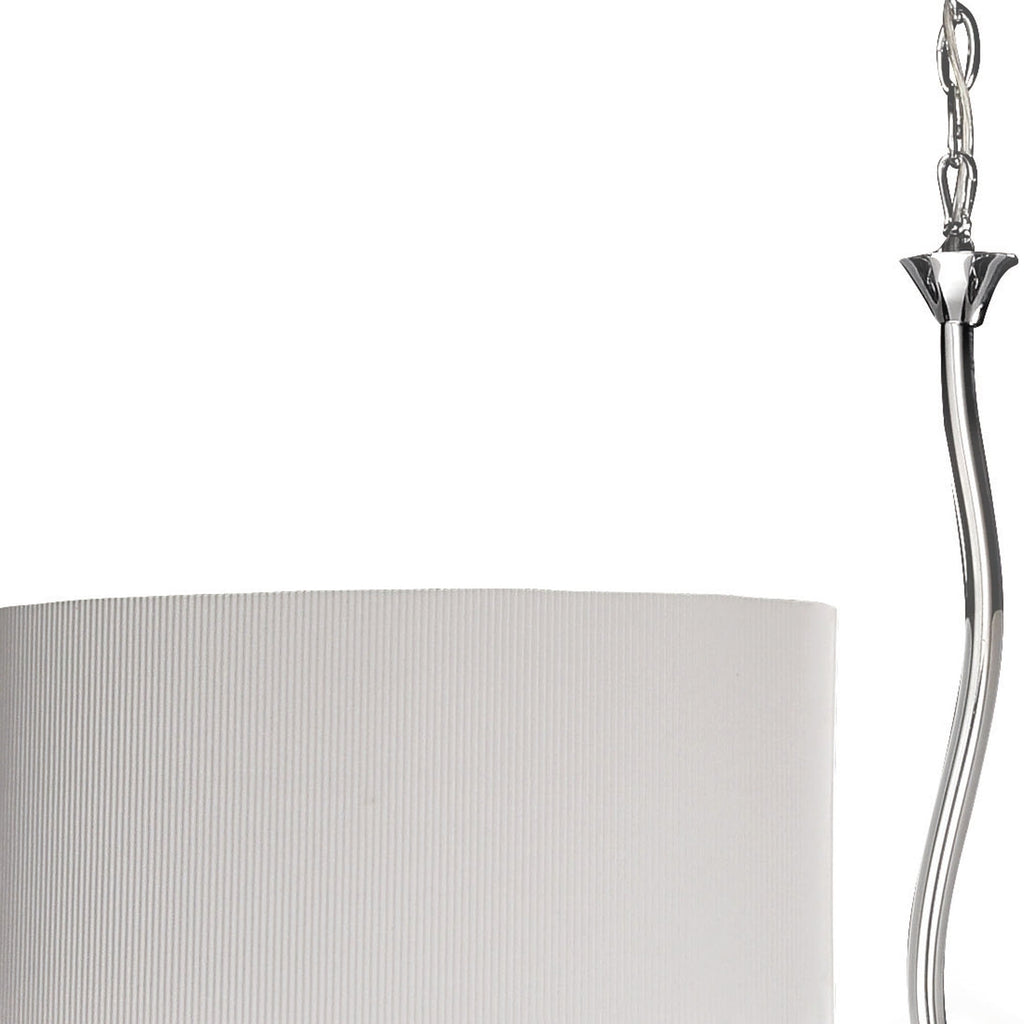 M1130/SP Eve Linear Pendant 2 Arm 4 Light Polished Chrome With Spanish Corrugated White Oval Shades