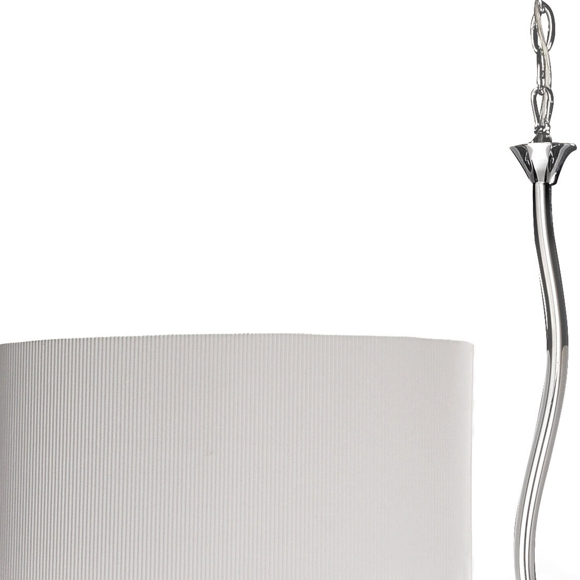 M1130/SP Eve Linear Pendant 2 Arm 4 Light Polished Chrome With Spanish Corrugated White Oval Shades