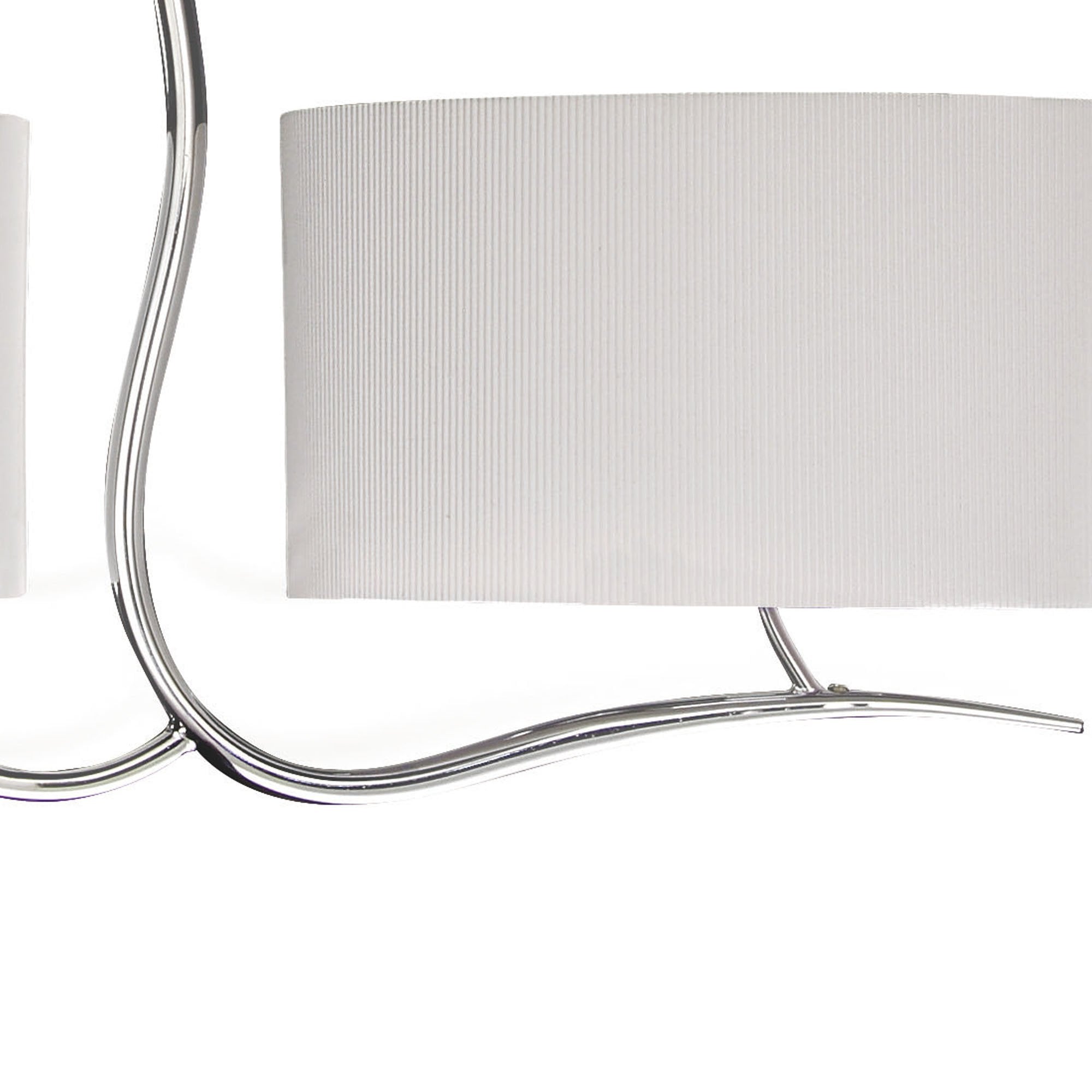 M1130/SP Eve Linear Pendant 2 Arm 4 Light Polished Chrome With Spanish Corrugated White Oval Shades