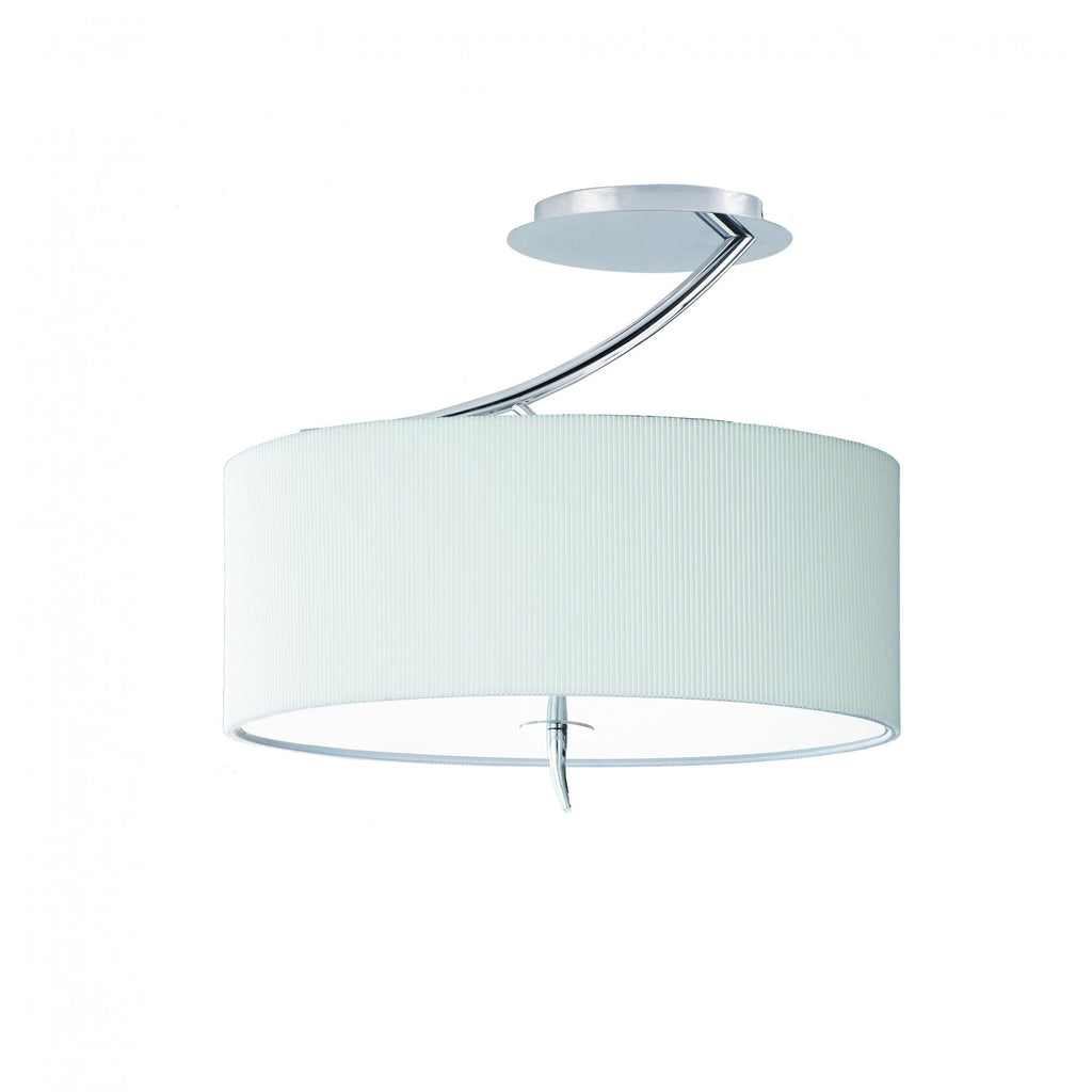 M1132/SP Eve Semi Flush 2 Light Polished Chrome With Spanish Corrugated White Oval Shade