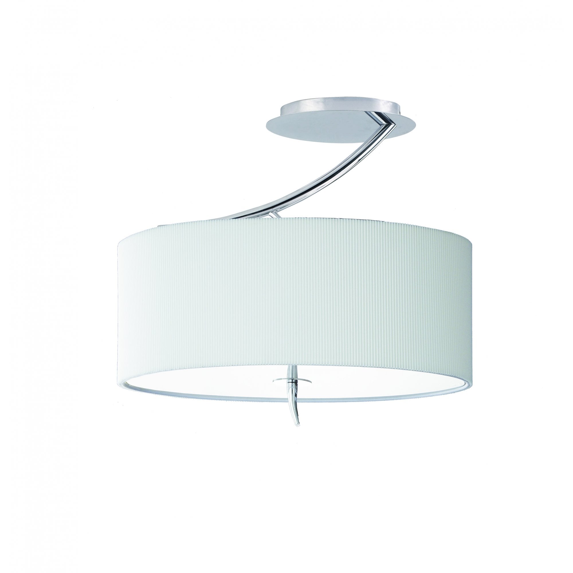 M1132/SP Eve Semi Flush 2 Light Polished Chrome With Spanish Corrugated White Oval Shade