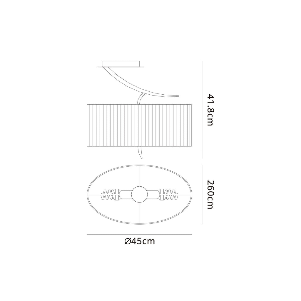 M1132/SP Eve Semi Flush 2 Light Polished Chrome With Spanish Corrugated White Oval Shade