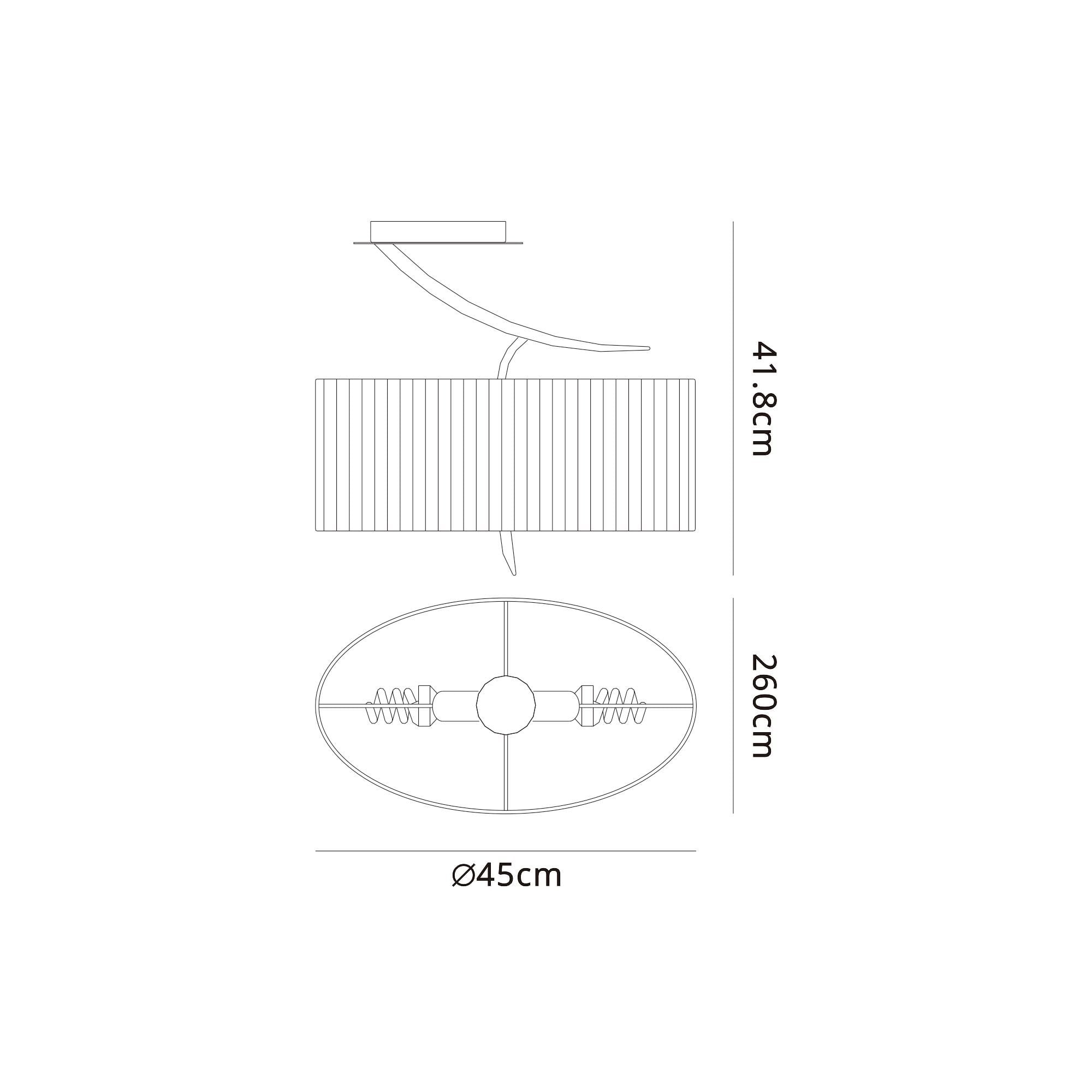 M1132/SP Eve Semi Flush 2 Light Polished Chrome With Spanish Corrugated White Oval Shade