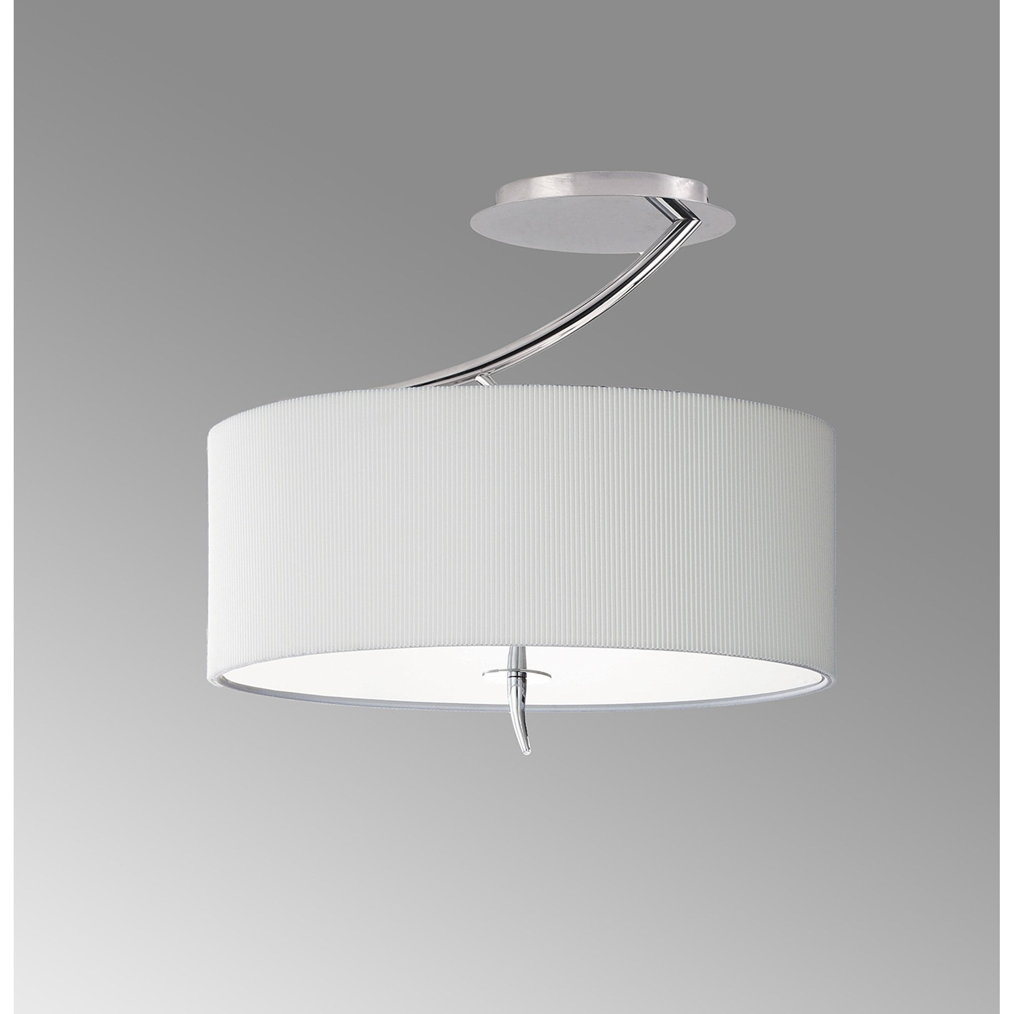 M1132/SP Eve Semi Flush 2 Light Polished Chrome With Spanish Corrugated White Oval Shade