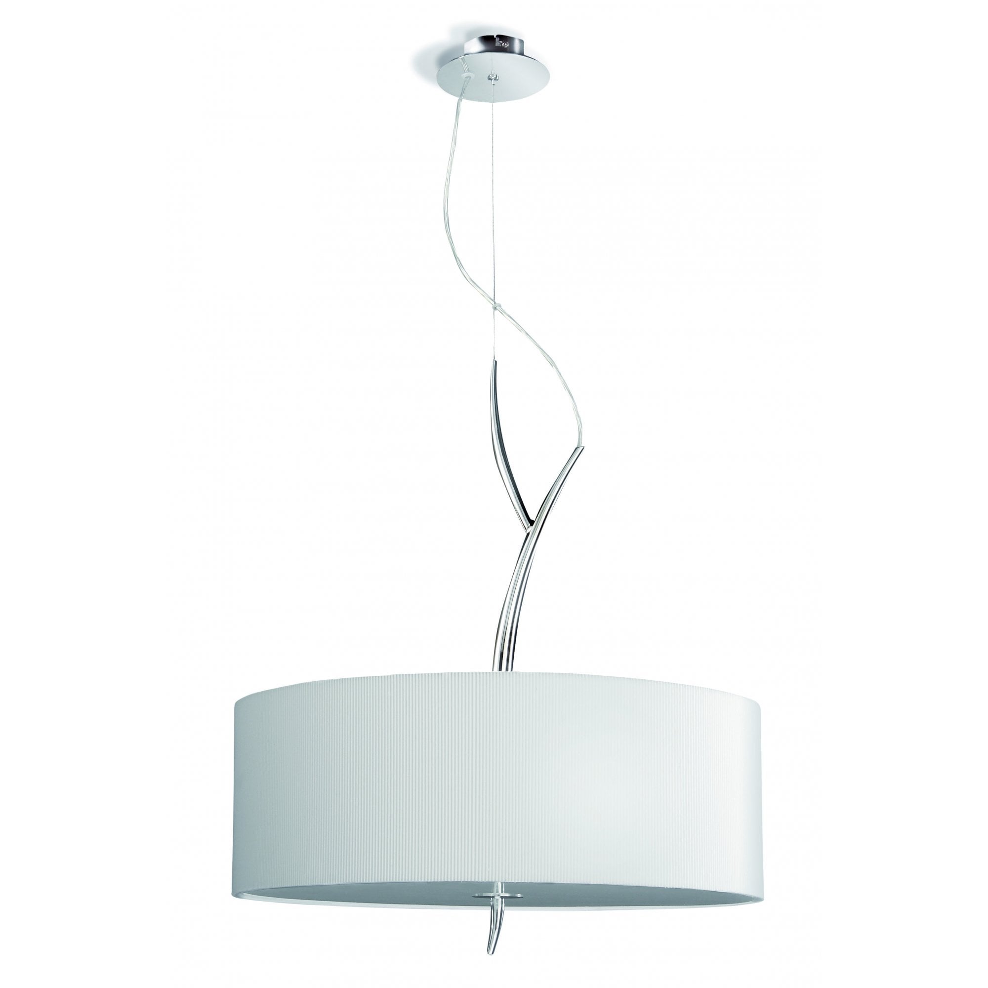M1133/SP Eve Single Pendant 3 Light Polished Chrome With Spanish Corrugated White Round Shade
