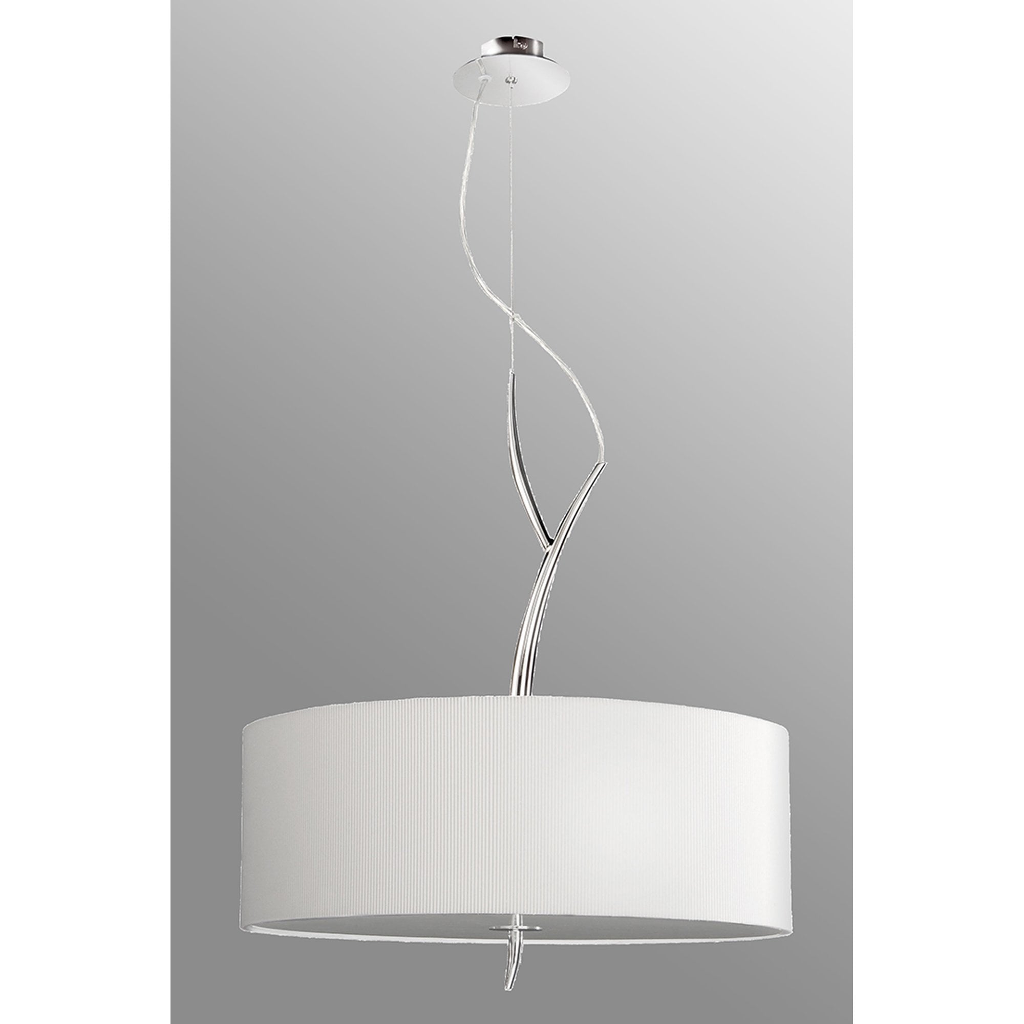 M1133/SP Eve Single Pendant 3 Light Polished Chrome With Spanish Corrugated White Round Shade