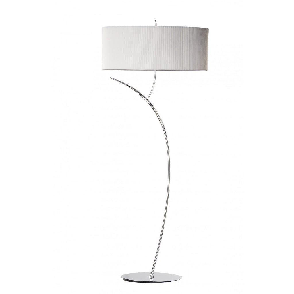 M1139/SP Eve Floor Lamp 2 Light Polished Chrome With Spanish Corrugated White Oval Shade