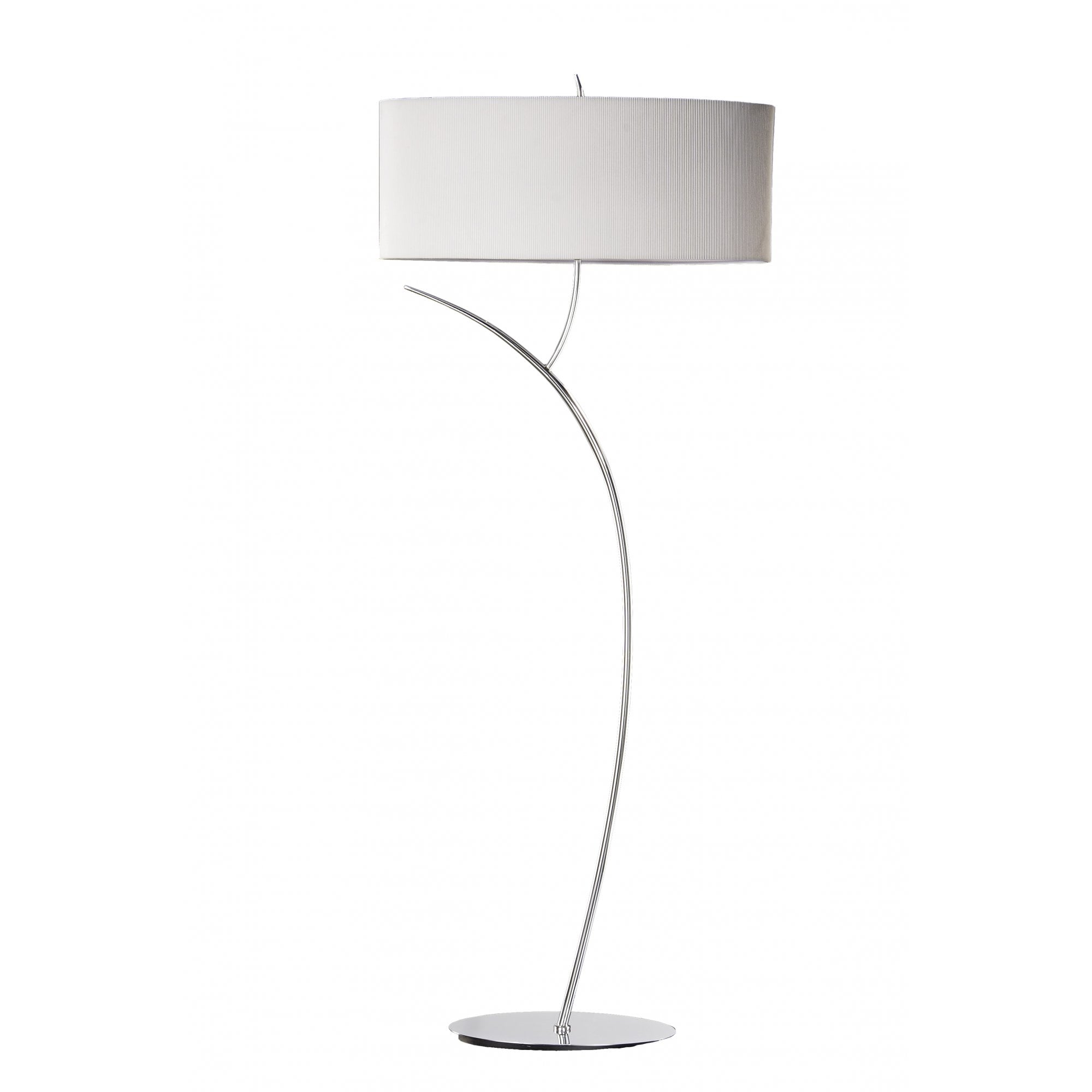 M1139/SP Eve Floor Lamp 2 Light Polished Chrome With Spanish Corrugated White Oval Shade