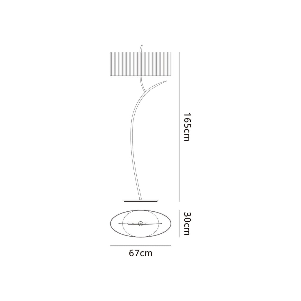 M1139/SP Eve Floor Lamp 2 Light Polished Chrome With Spanish Corrugated White Oval Shade