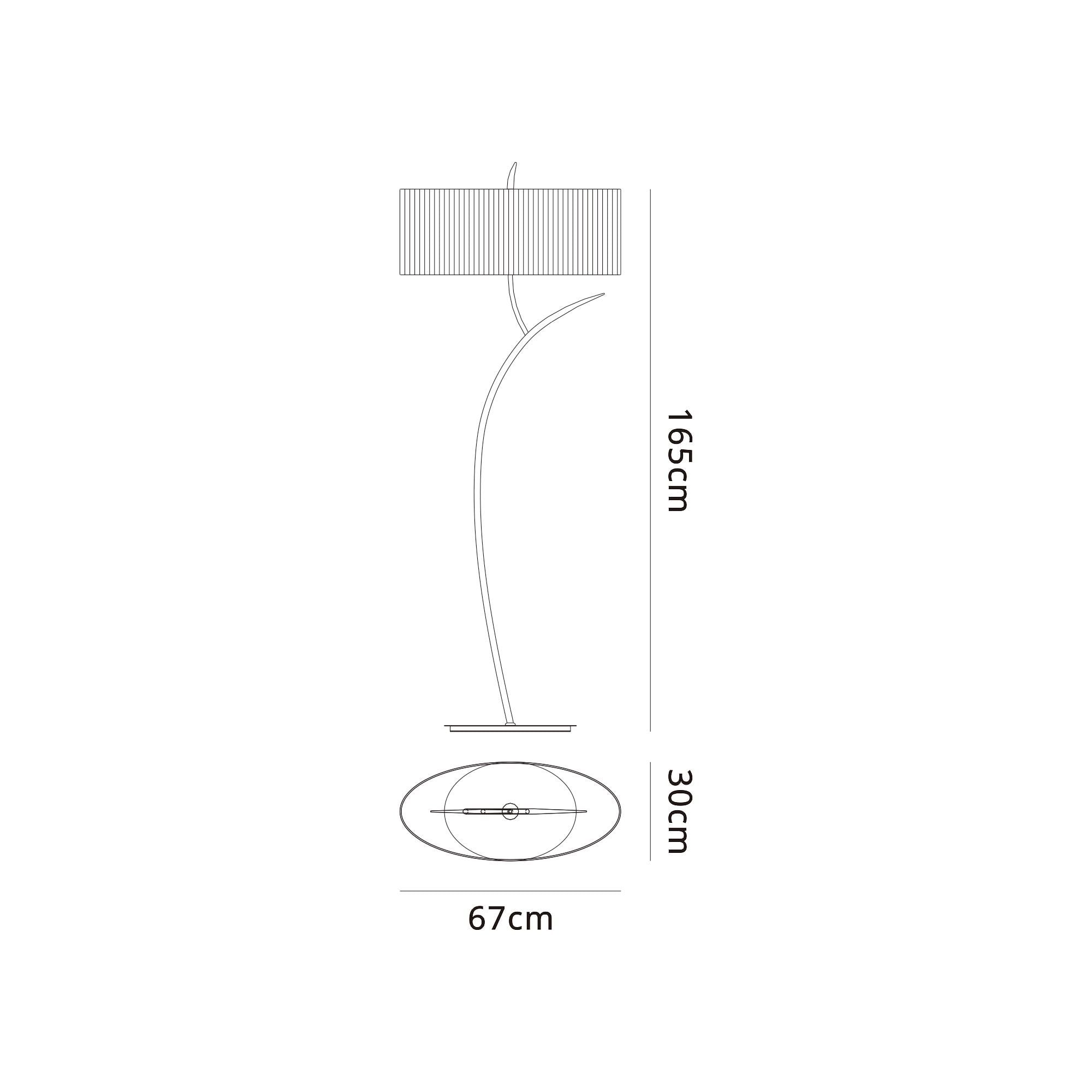 M1139/SP Eve Floor Lamp 2 Light Polished Chrome With Spanish Corrugated White Oval Shade