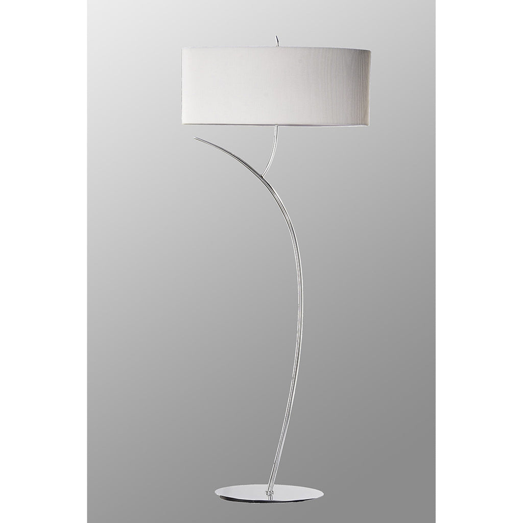 M1139/SP Eve Floor Lamp 2 Light Polished Chrome With Spanish Corrugated White Oval Shade