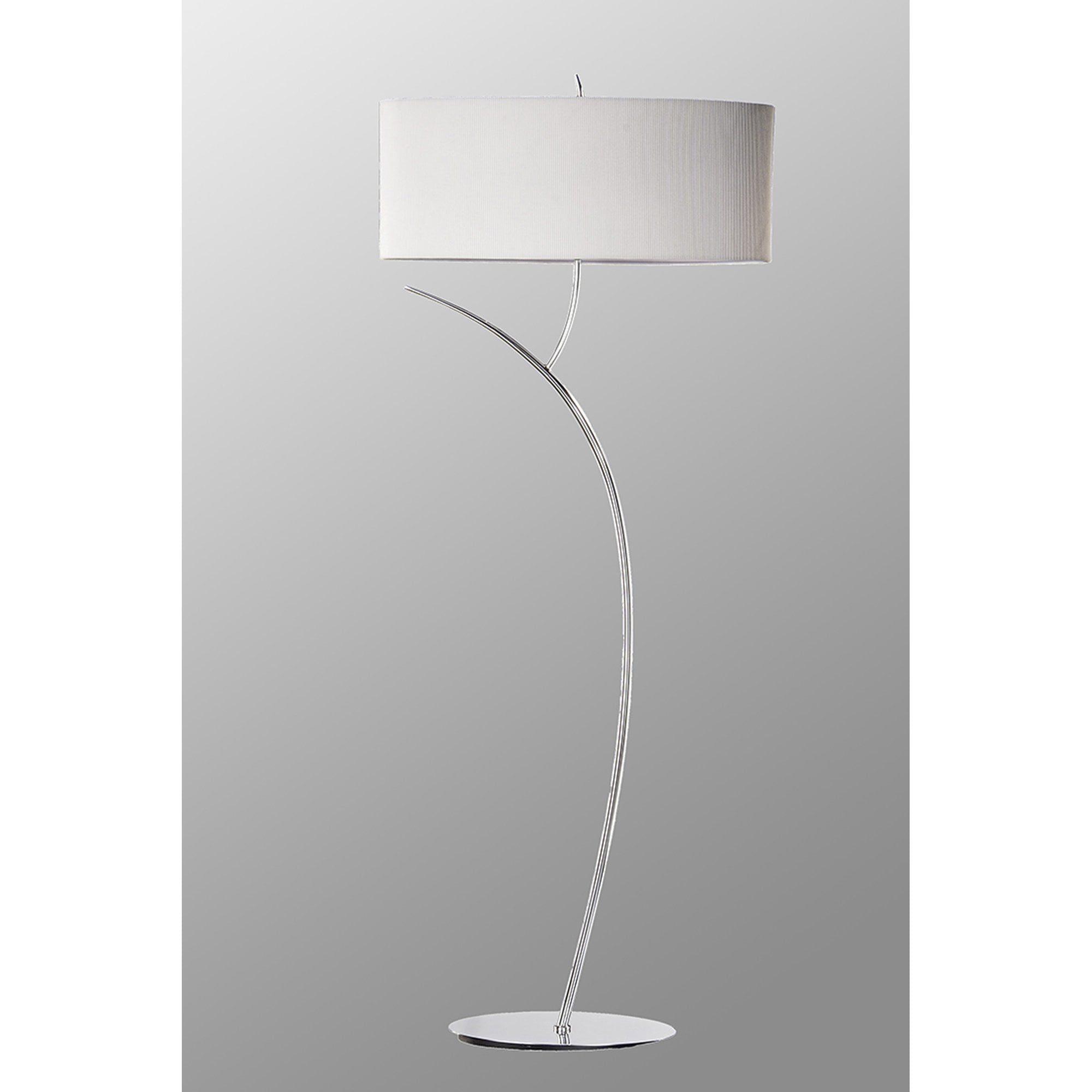 M1139/SP Eve Floor Lamp 2 Light Polished Chrome With Spanish Corrugated White Oval Shade