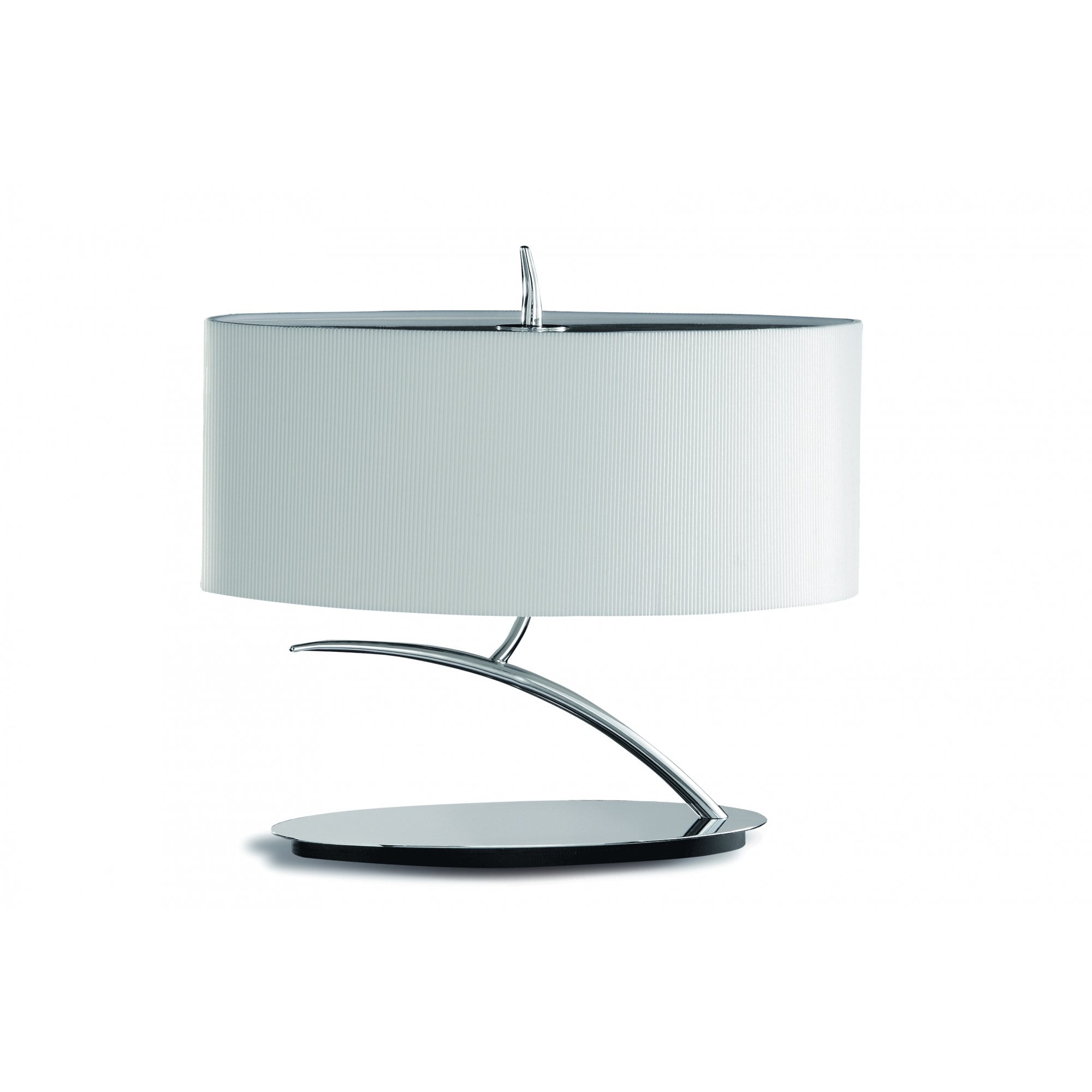 M1138/SP Eve Table Lamp 2 Light Small Polished Chrome With Spanish Corrugated White Oval Shade