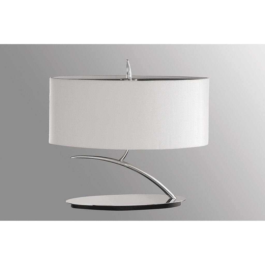 M1138/SP Eve Table Lamp 2 Light Small Polished Chrome With Spanish Corrugated White Oval Shade