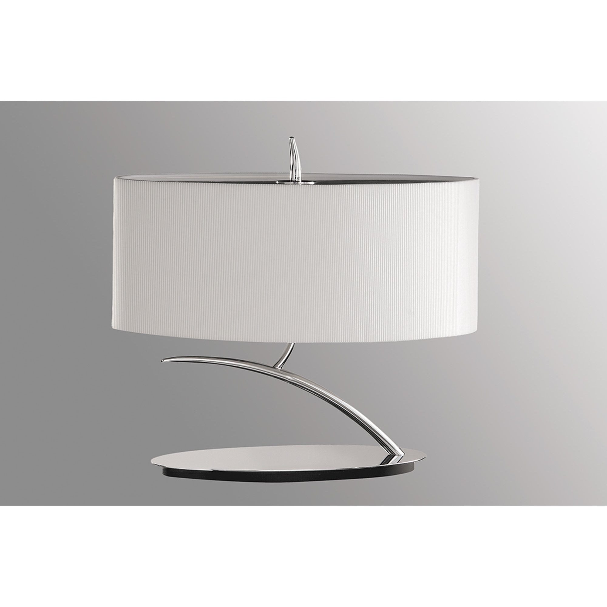 M1138/SP Eve Table Lamp 2 Light Small Polished Chrome With Spanish Corrugated White Oval Shade
