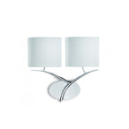 M1135/SP Eve Wall Lamp 2 Light Polished Chrome With Spanish Corrugated White Oval Shades